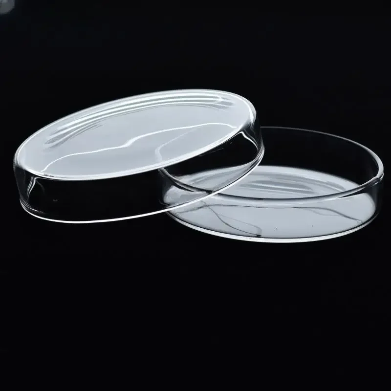 Petrischalen aus Glas, 60 mm/75 mm/90 mm/100 mm/120 mm/150 mm/180 mm/200 mm, hohes Borosilikat, erschwinglich für Zellkultur-Schale, Laborbedarf Image