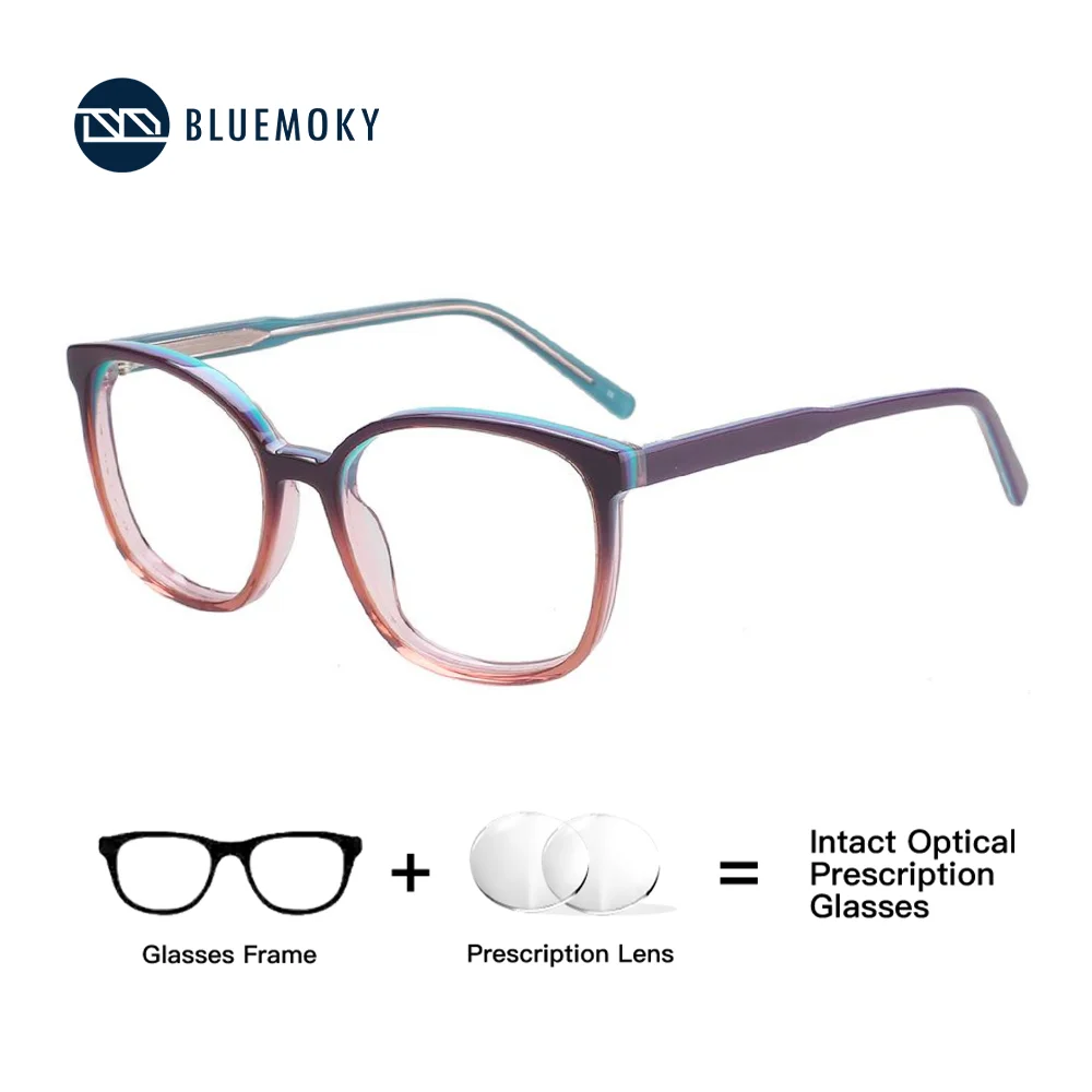 BLUEMOKY Handgefertigte Acetat-Schmetterlings-Korrektionsbrille für Damen, trendige photochrome optische Anti-Blaulicht-Brille Image