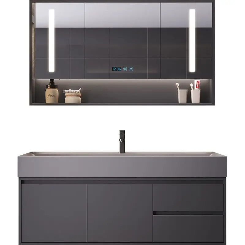 Integrierter Waschbecken-Badezimmerschrank mit großem Durchmesser, einfacher, leichter, luxuriöser Badezimmer-Waschbecken-Waschbeckenschrank mit Handwaschbecken Image