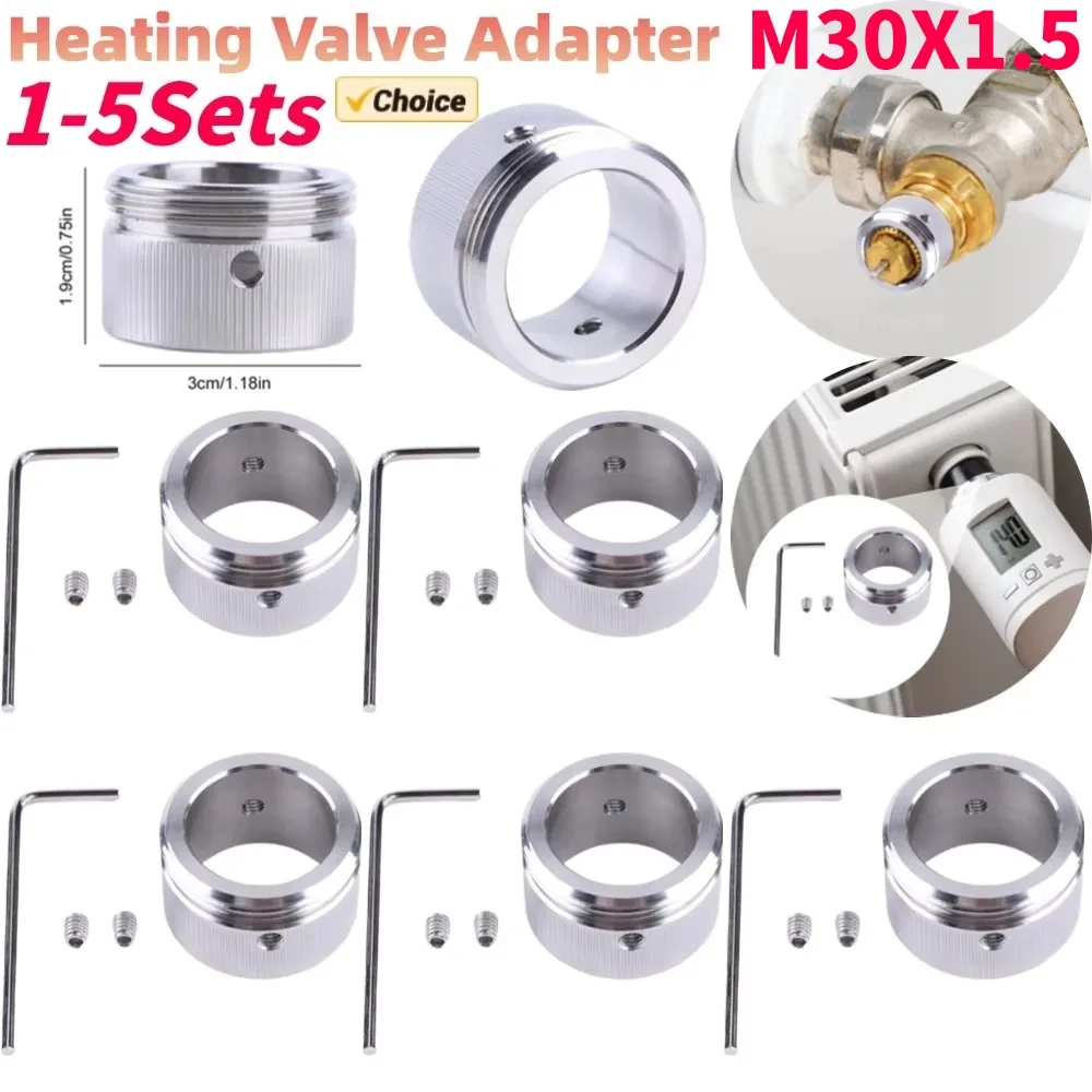 Heizventil-Adapter, Heizkörperventil aus Edelstahl 304, Thermostatkopf mit Streifen, M30 x 1,5 Heizkörperzubehör für Ra-Ventil Image