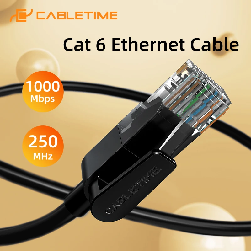 CABLETIME Cat6 RJ45 Ethernet-Kabel UTP CAT6 1000 Mbit/s 250 MHz Netzwerk Lan PVC-Mantel für Router Modem Internetkabel Image