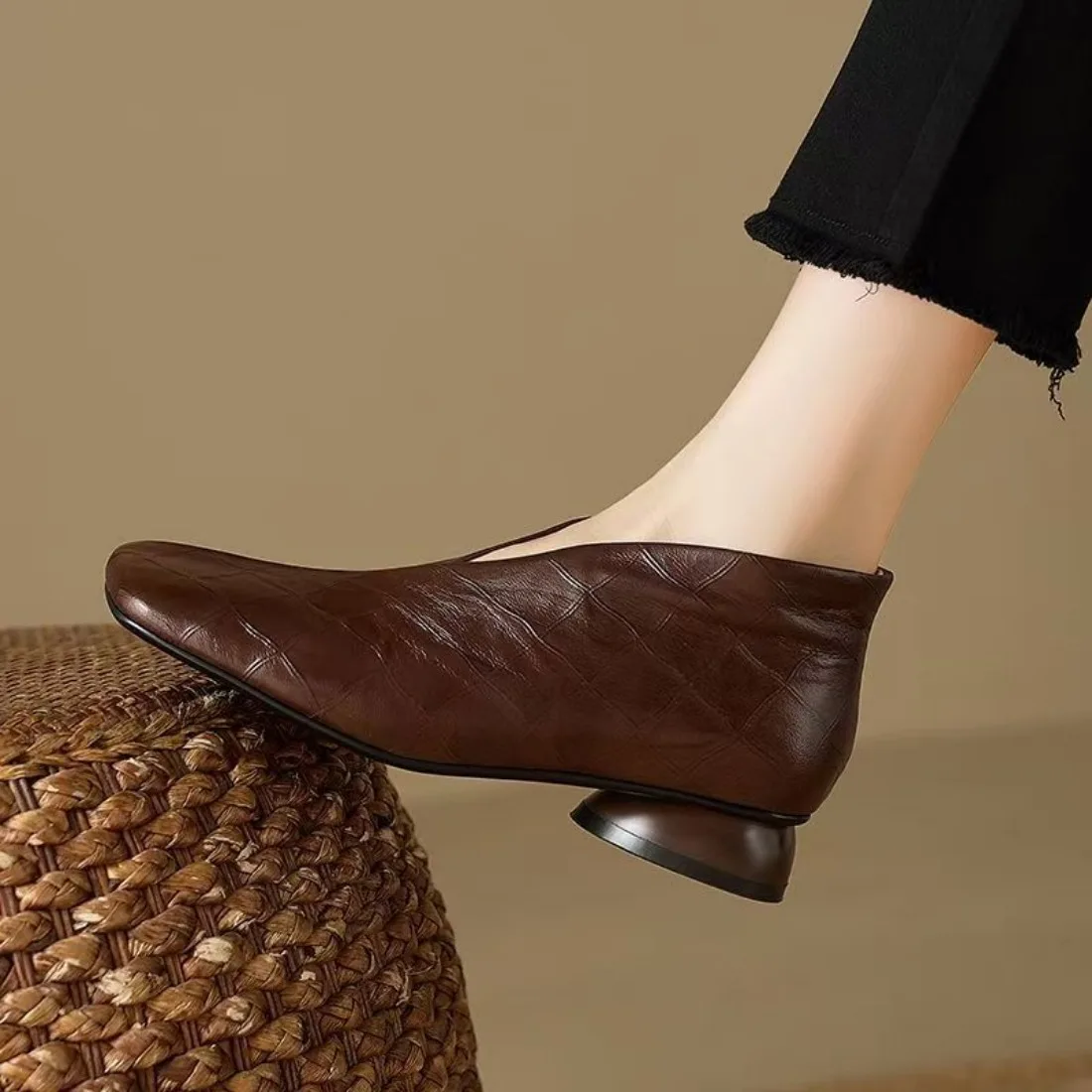 2025, Herbst/Winter Frauen Stiefel Aus Echtem Leder Frauen Schuhe karree Blockabsatz Schuhe Stiefeletten Moderne Chelsea Stiefel