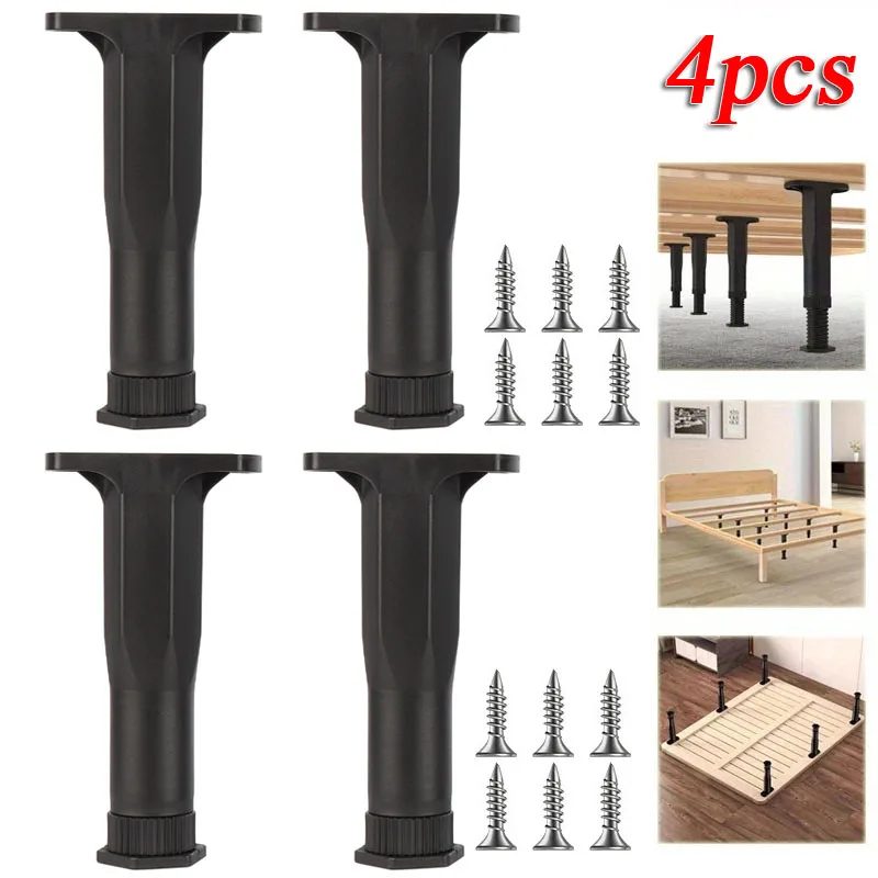 4 Stück verstellbare 6,5"-11,22" Möbelstützbeine mit Schrauben Haushalts-Hardware-Zubehör für Betten Sofa TV-Schrank Kommoden Image