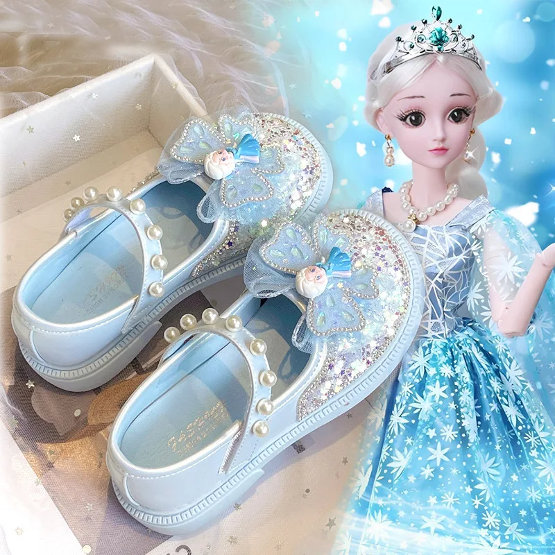DisneyPrinzessin Schuh für Mädchen Einzelne Kristall Sandalen Frühjahr Neue Stil kinder Schuhe Strass Kleines Mädchen Leder Baby Schuhe