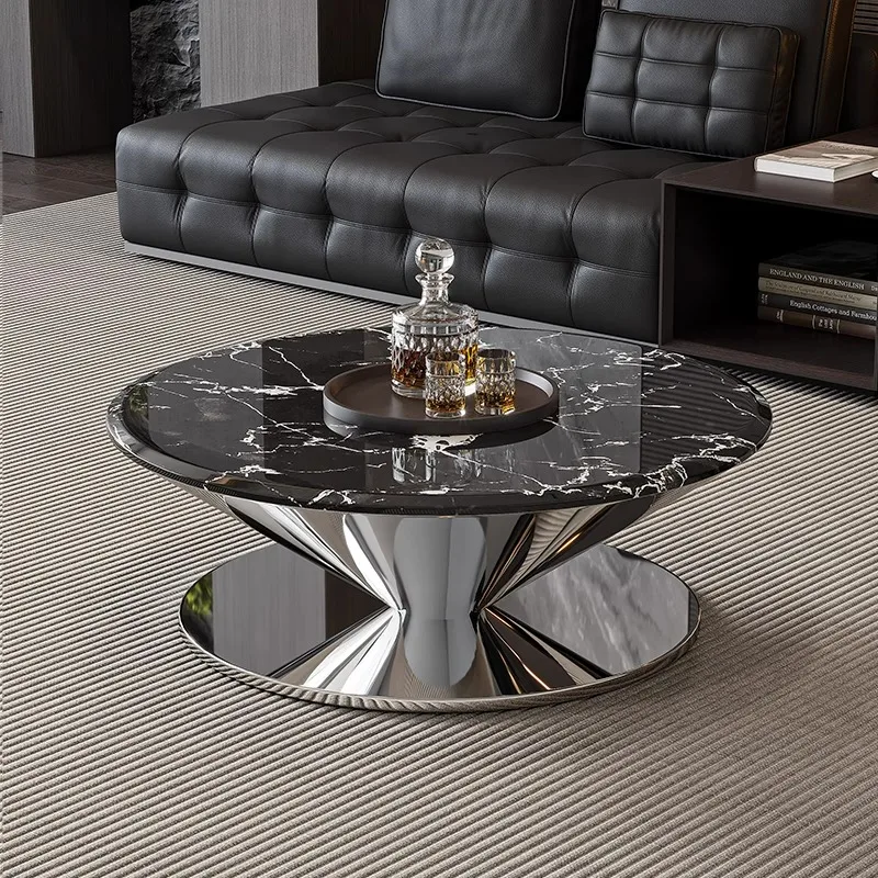 Italienischer minimalistischer Couchtisch, runder Designer-Couchtisch aus Metall, klare Dekoration, ästhetische Mesa Auxiliar-Wohnmöbel