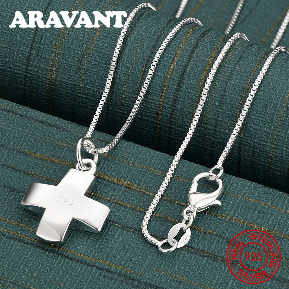 Halskette mit massivem, poliertem Kreuzanhänger aus 925er-Sterlingsilber für Damen, Pendler-Accessoires, Weihnachtsgeschenke, Schmuck Image