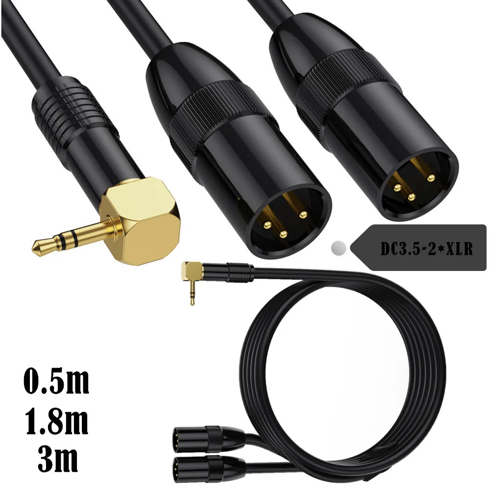 XLR auf 90-Grad-3,5-mm-Splitterkabel, TRS-Stereo-Stecker auf zwei XLR-Stecker, Verbindungs-Audio-Mikrofonkabel, Y-Splitter-Adapter Image