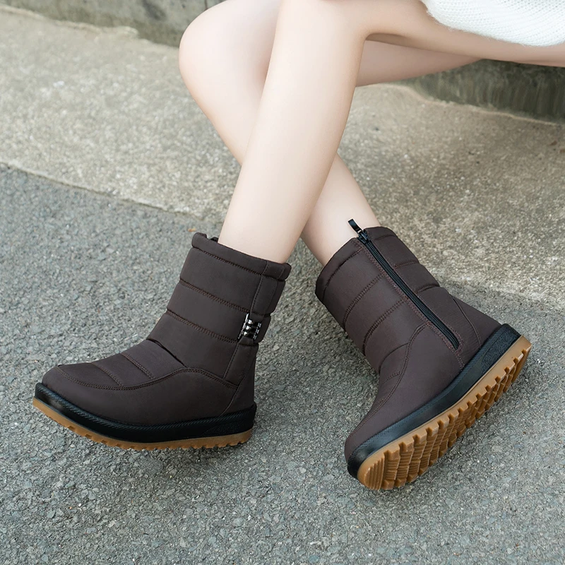 Frauen Stiefel Winter Schuhe für Frauen Stiefeletten Warme Pelz Botas Mujer Wasserdichte Low Heels Schnee Stiefel Winter Flache Schuhe