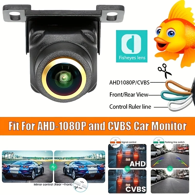 1080P HD Multifunktions-Autokamera mit 170 ° Weitwinkel, AHD/CVBS umschaltbar – Rückfahrkamera mit Vorder-/Hinter-/Links-/Rechtsansicht Image