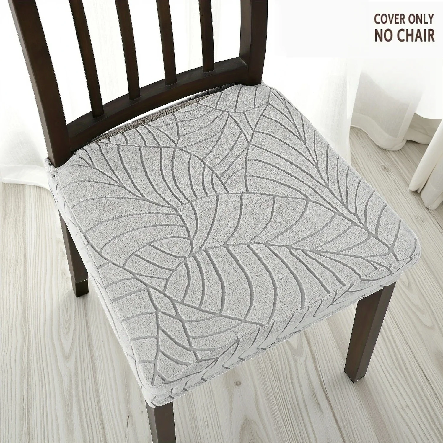 1PC Blatt Jacquard Esszimmerstuhl Abdeckung Staubdicht Stuhl Schonbezug Stretch Gepolsterter Sitzschutz für Hotel Home Hochzeit Küche Image