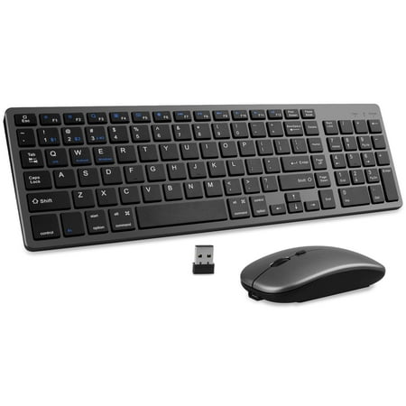 102 Keys Wireless Keyboard and Mouse Combo 2.4G+Bluetooth Dual-Mode Rechargeable Cordless USB Keyboard and Mouse Silent Keyboard and Mouse with Multimedia Keys for Computer/Laptop/Windows/Mac Black