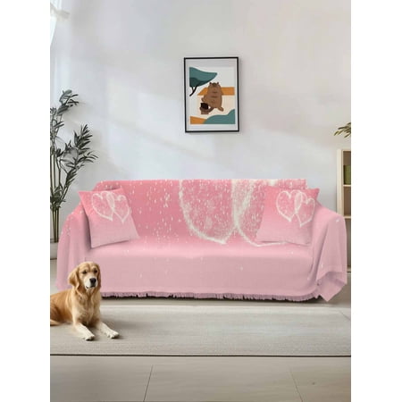 Happy Valentine s Day Sofa Covers for 2-3 Cushion Couch L-Shaped Sectional Pink Shining Love Heart Romantic Washable Sofa Covers Slipcover for Living Room Furniture Couch Cover Blanket 71 x134