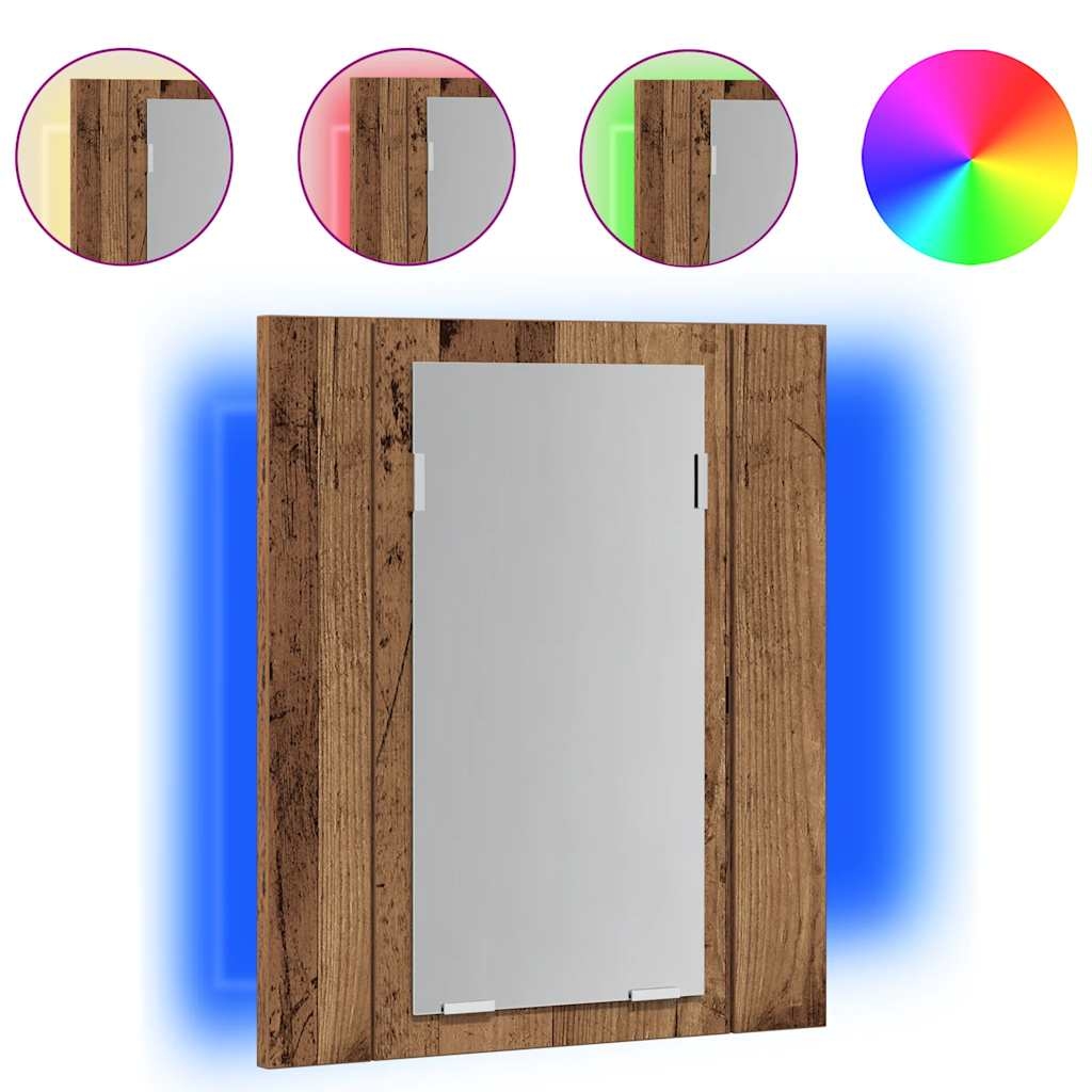 vidaXL LED-Spiegelschrank Altholz-Optik 40x12x45 cm Holzwerkstoff Image