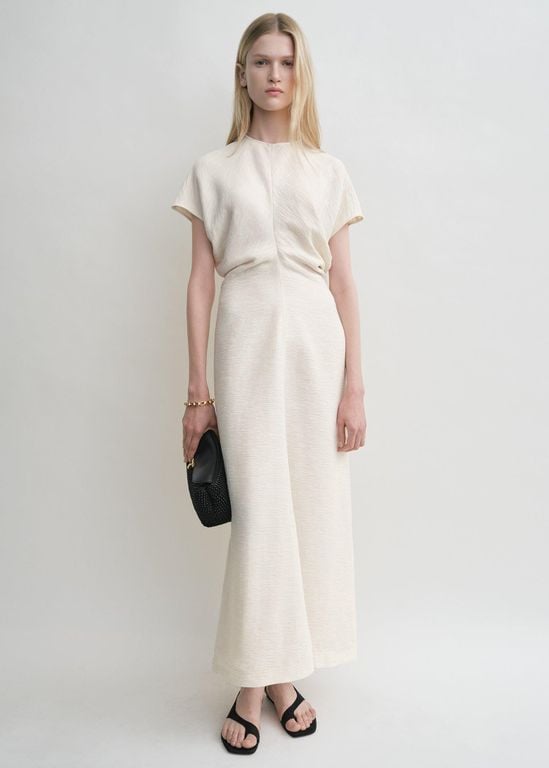 Slouch Waist Crinkled Dress - White - Totême Dresses