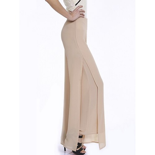 Damen Weites Bein Hose Freizeithose Urlaub Mode Streetwear Volle Länge Hohe Taille Einfach Elastischer Bund Bequem Mikroelastisch Täglich Urlaub Straße Aprikose Schwarz Weiß Rote Sommer Frühling Image