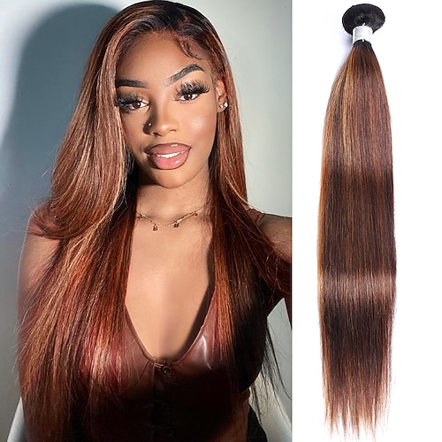 Brasilianisches Echthaar-Weave, 1 Bündel, T1B/4/30#, glattes Echthaar, 100 g Image