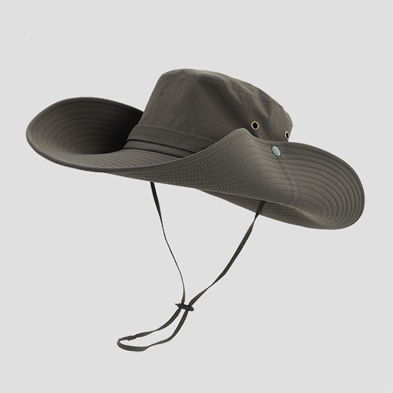 Men's Bucket Hat Black Navy Blue polyester fibre Adjustable Vacation Vintage Sports Outdoors Casual Daily Outdoor Solid Color Sun Protection Sunscreen