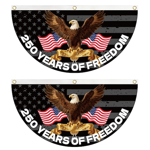 250. Jahrestag – Wir, das Volk – Patriotische, gefaltete Fächerflaggen-Girlande für Terrasse, Balkon oder Veranda – Unabhängigkeitstagsdekoration 1776–2026 Image