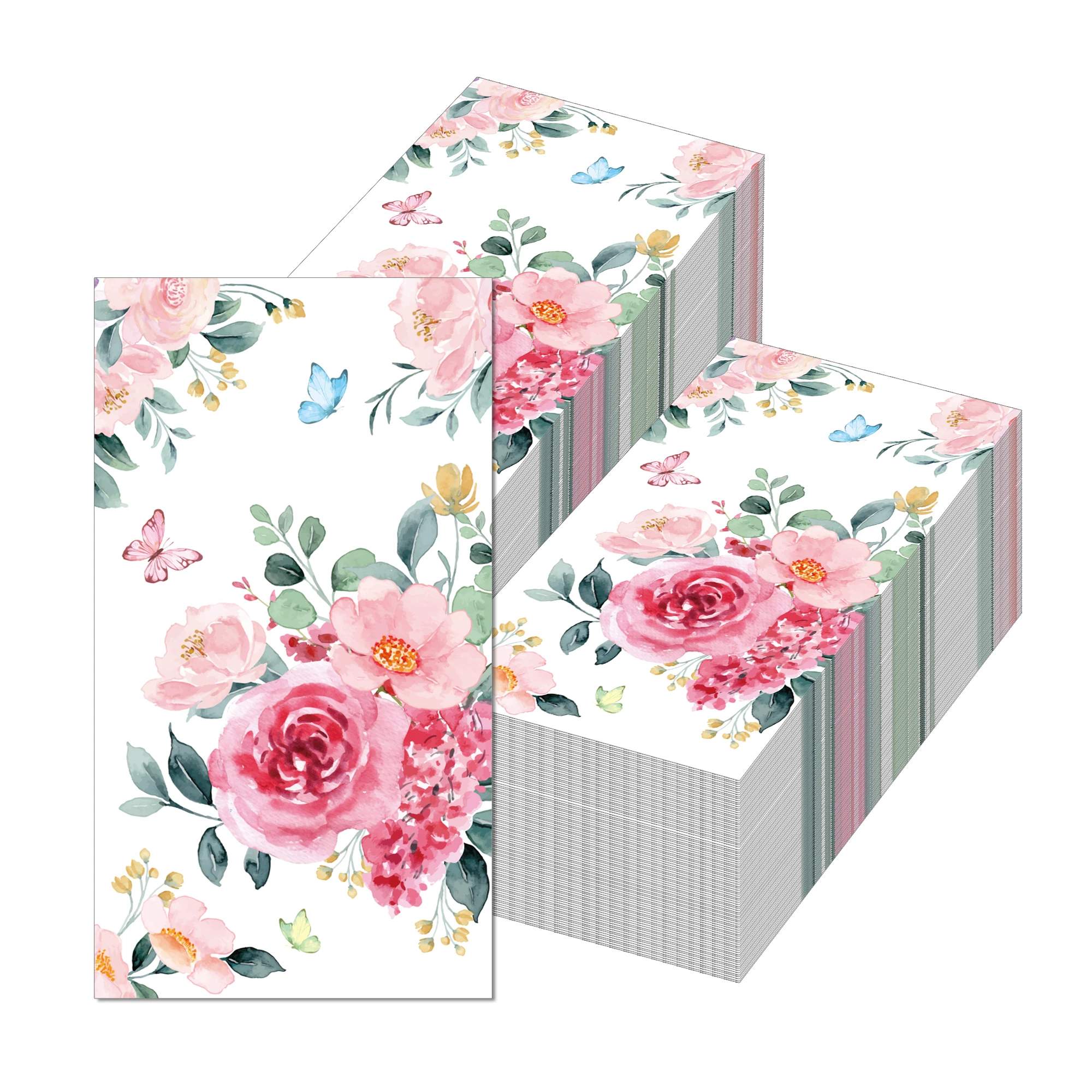 20 stücke Rose Blumen Papier Servietten Hochzeit Party Einweg Geschirr Servietten Taschentücher Baby Geburtstag Party Abendessen Tisch Dekor Image