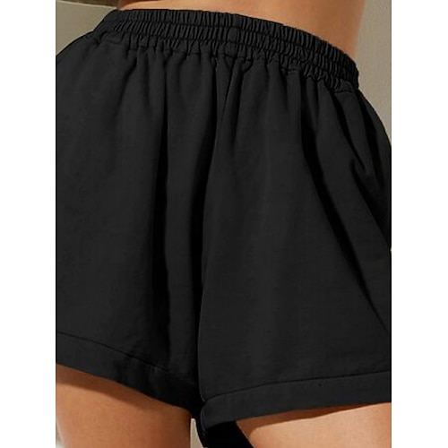 Damen Shorts Sommershorts Mode Streetwear Basic Kurz Hohe Taille Einfach Kordelzug Tasche Elastischer Bund Atmungsaktivität Bequem Mikroelastisch Täglich Urlaub Straße Schwarz Weiß Knackmandel Khaki Image