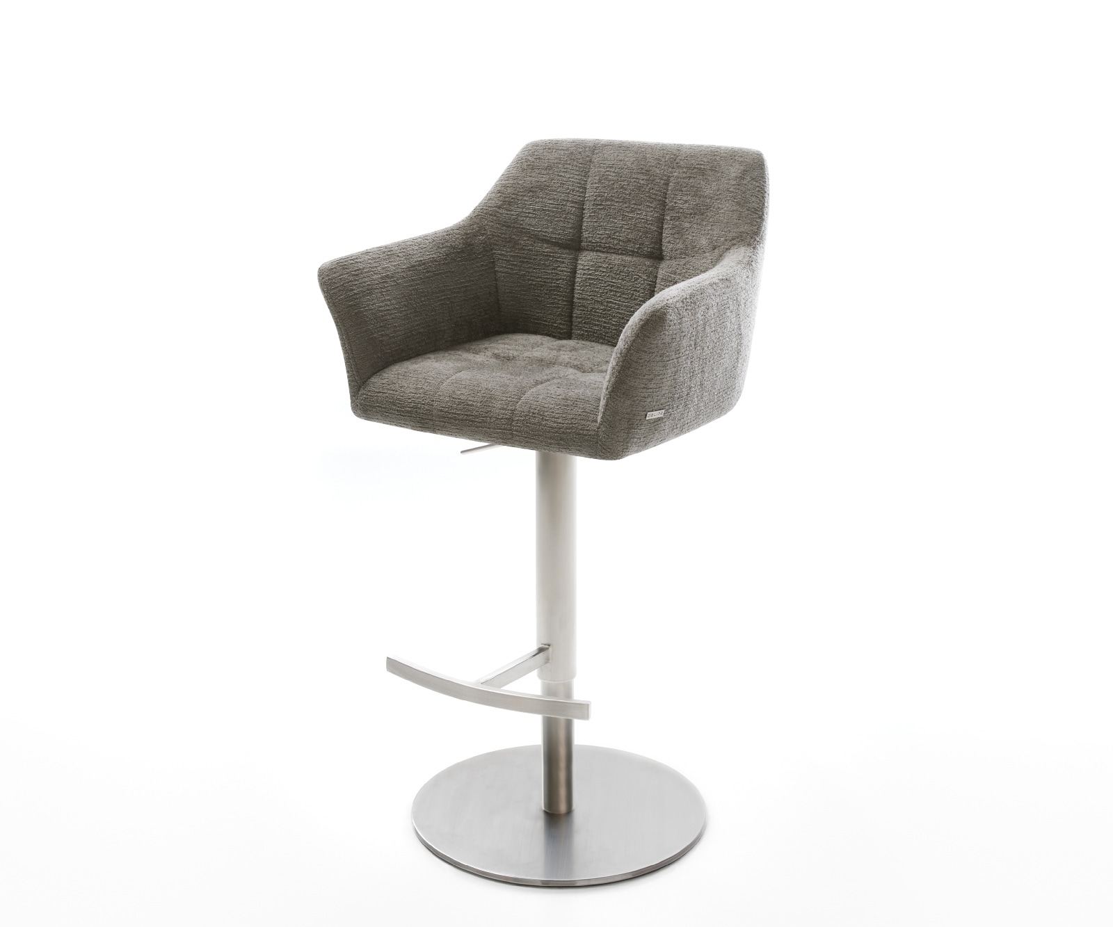 DELIFE Barstuhl Yulo-Flex Bouclé Soft Schlamm Drehfuß höhenverstellbar Edelstahl Silberfarben, Barstühle Image