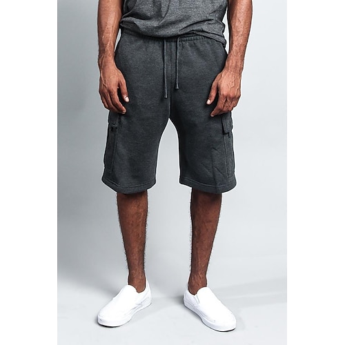 Herren Cargohose Cargohosen Cargo-Shorts Shorts Freizeitshorts Tasche Elastischer Bund Einfach Komfort Knielang Lässig Outdoor Streetwear Mode Streetwear Blau Weiß Mikroelastisch Image
