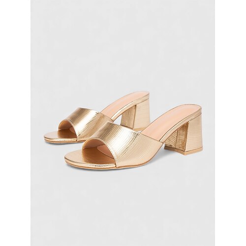 Elegante weiße Damen-Mules mit Blockabsatz – bequeme Schuhe mit klobigem Absatz für Strandhochzeiten und sommerliche Strandpartys Image