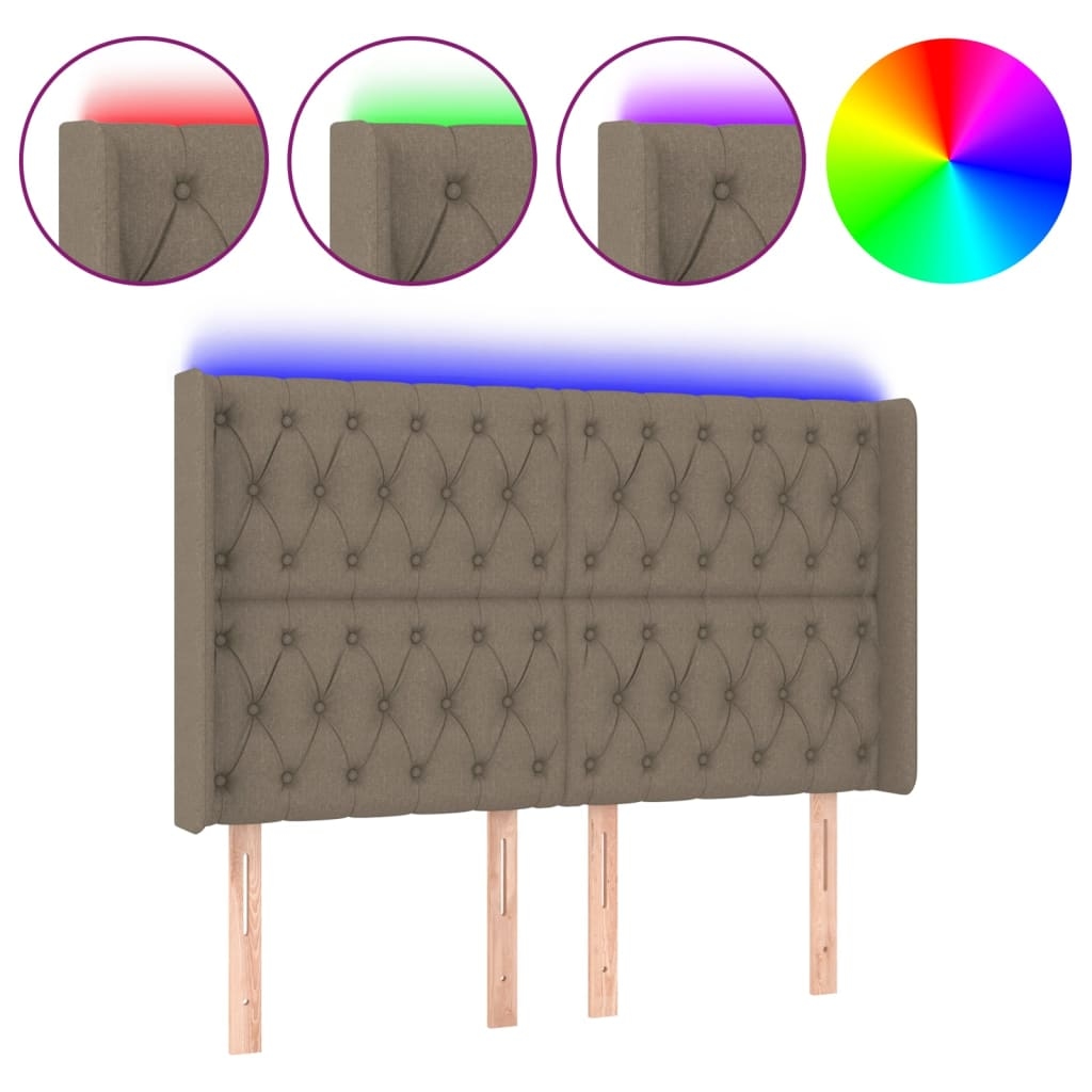 vidaXL LED Kopfteil Taupe 147x16x118/128 cm Stoff Image