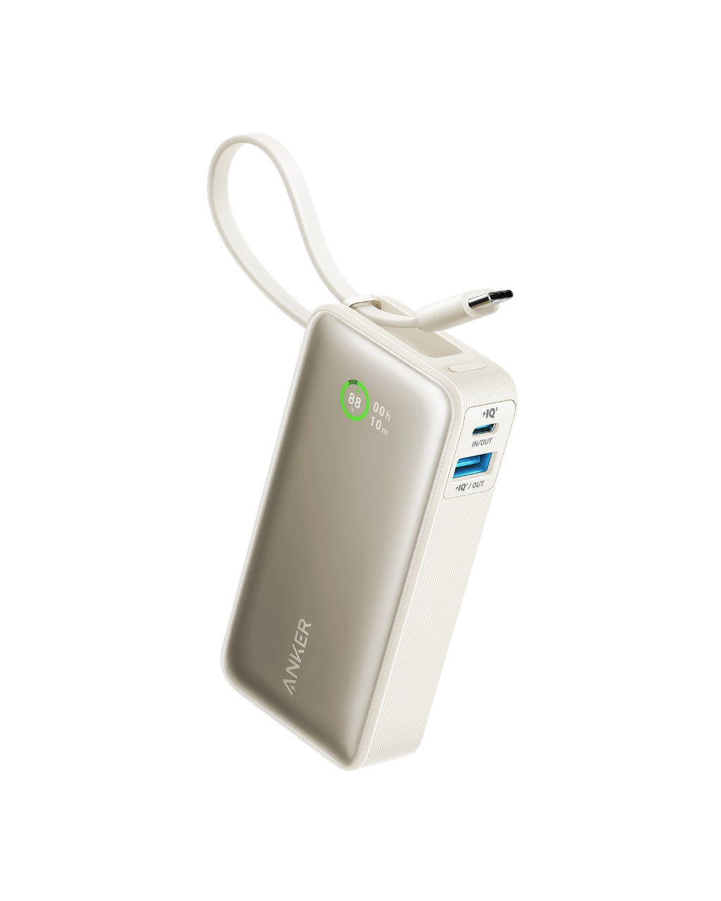 Anker Nano Power Bank, 10,000mAh with Built-In USB-C Cable, 30W Fast Charging