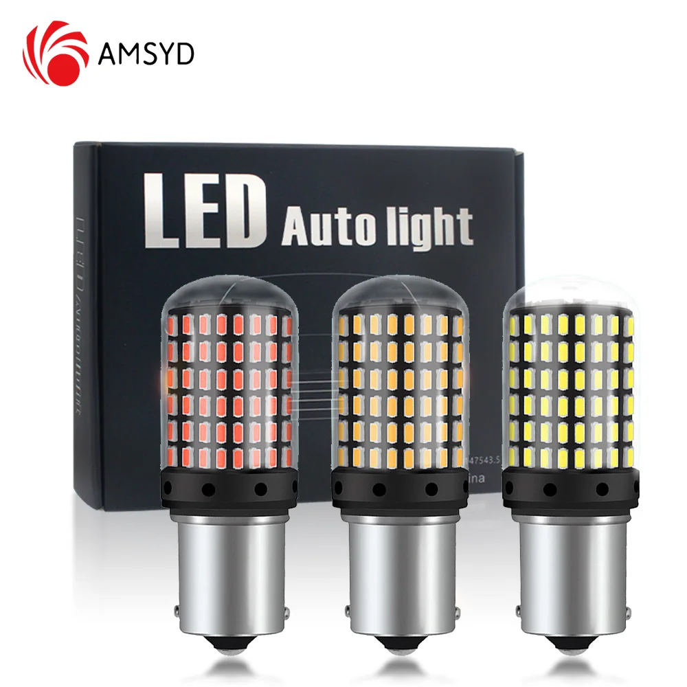 2 pezzi 1156 BA15S P21W BAU15S PY21W 7440 W21W P21/5W 1157 BAY15D 7443 3157 Lampadine a LED 144smd CanBus Lampada Indicatore di direzione inverso