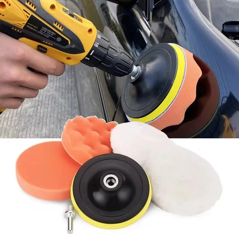 Kit di tamponi in spugna per lucidatura per auto Kit tampone in schiuma Tampone per lucidatrice Tamponi per cera per veicoli a motore per motociclette Rimuove i graffi