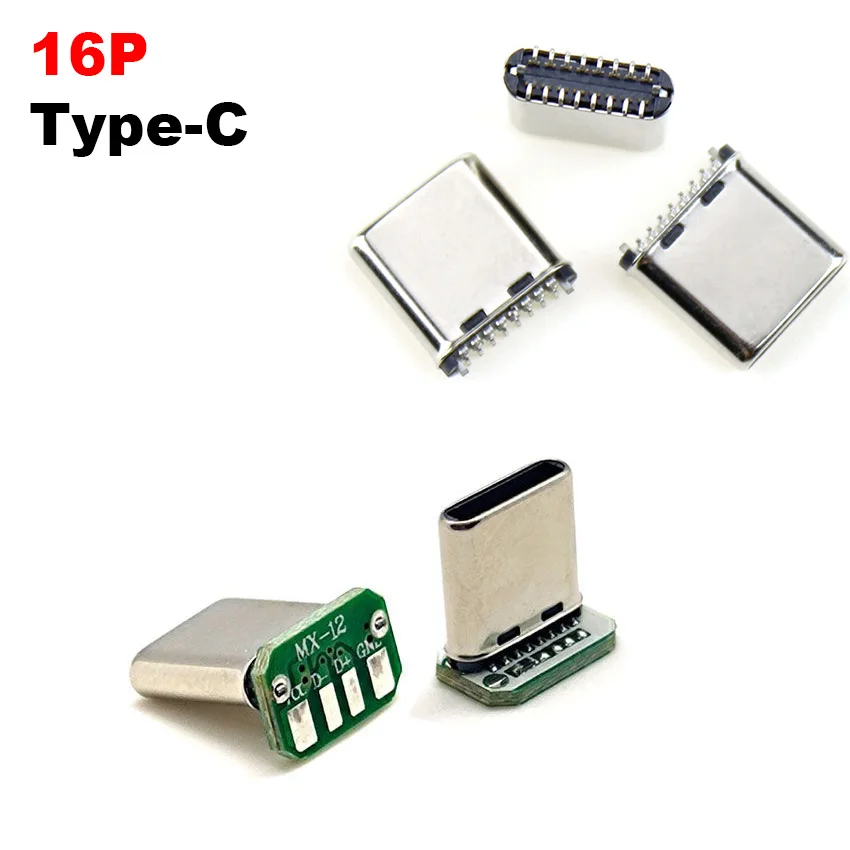 2/3/5/10 pz H 8.5mm USB 3.1 tipo C maschio scheda patch verticale 16pin banda dati PCB scheda nastro USB testa maschio 16p connettore usb c