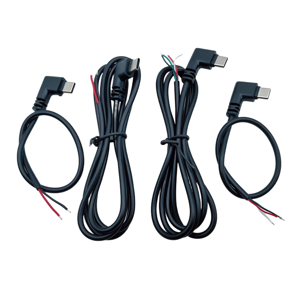 1 pz USB C a 2 pin filo nudo cavo di alimentazione open end 90 gradi USB tipo C spina maschio 4 pin cavo a treccia per 5 V USB tipo C cavo fai da te