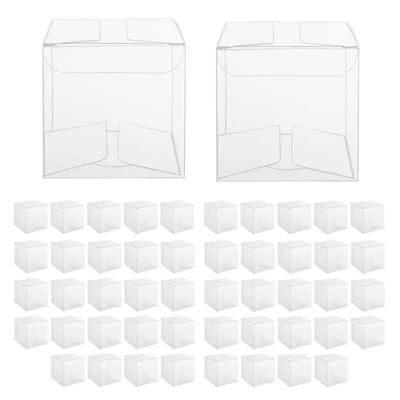 agosto. Scatole di plastica trasparenti da 50 pezzi per regali Scatola di imballaggio in PVC Confezione regalo Scatola di caramelle trasparente Scatole regalo di nozze Bomboniere