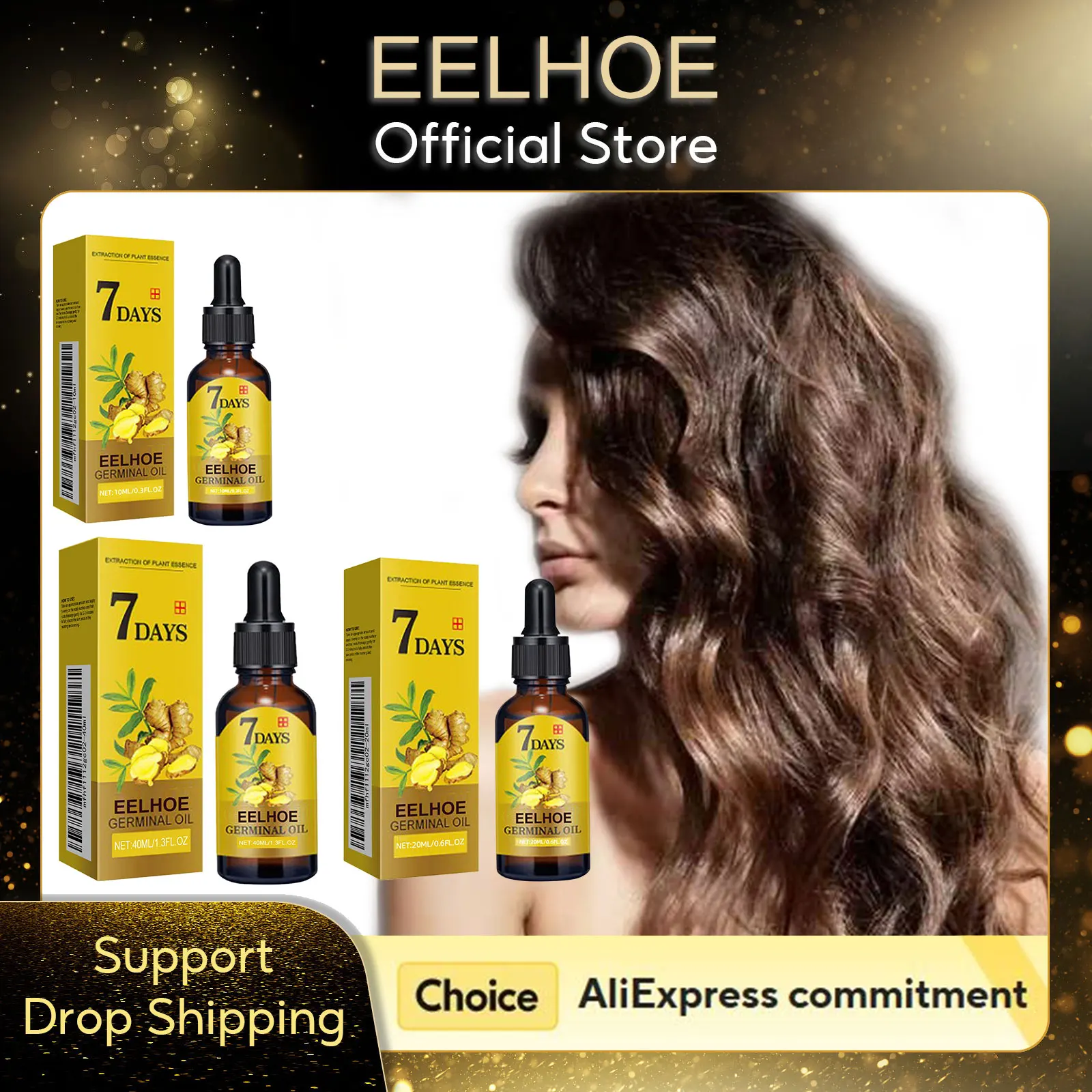 EELHOE Ingweröl für das Haarwachstum, glatte Spliss in der Haarstärkung, dicht, verhindert Haarausfall, ätherisches Ingweröl für Frauen, 40 ml Image