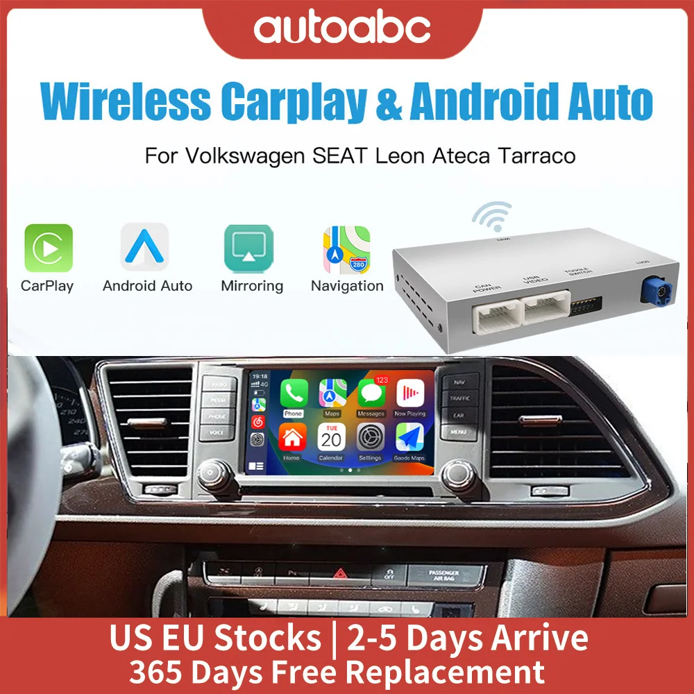 AUTOABC 2025 Neues drahtloses Carplay Android Auto für Volkswagen Seat Leon 2 MK2 2014-2019 Android Android Auto Autozubehör Image
