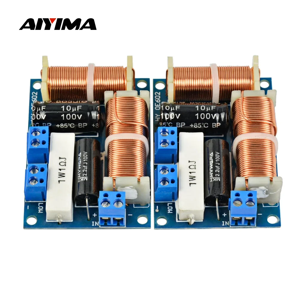 AIYIMA 2 Stück Lautsprecher 2-Wege Audio-Frequenzweiche Hochton-Tiefton 2-Einheiten Crossover-Filter 80W Regal-HIFI-Lautsprecher-Frequenzweiche Image