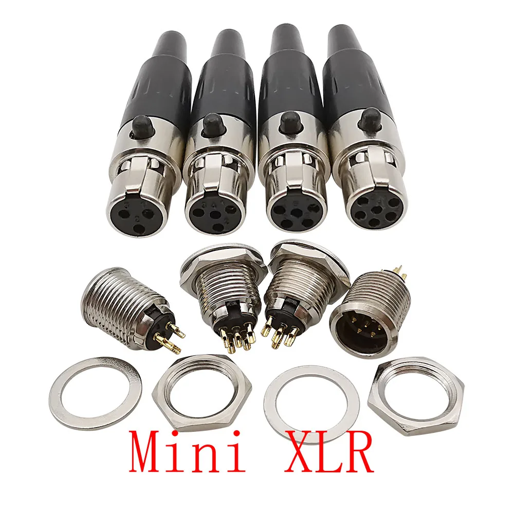 3/4/5/6 Pin Mini XLR FEMALE Jack/Stecker Chassis Panel Montieren Buchse Audio Mikrofon Löten stecker Mini XLR Adapter Image