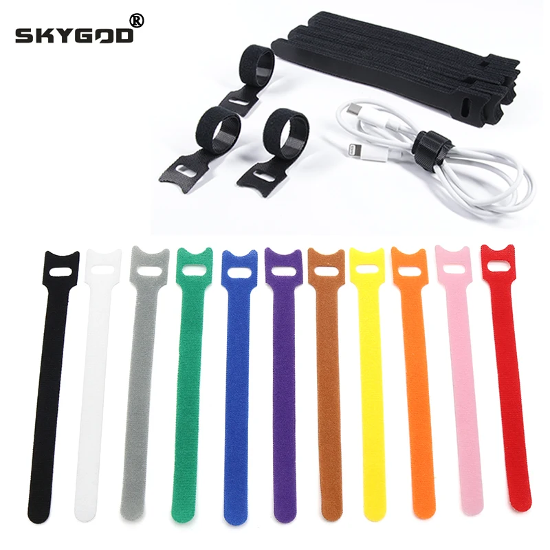 200 mm wiederverwendbare Befestigungs-Kabelbinder, verstellbare Kabelbinder, Nylon-Kabelmanagement-Gurte, Klettverschluss, Kabel-Organizer, Kabelbinder Image