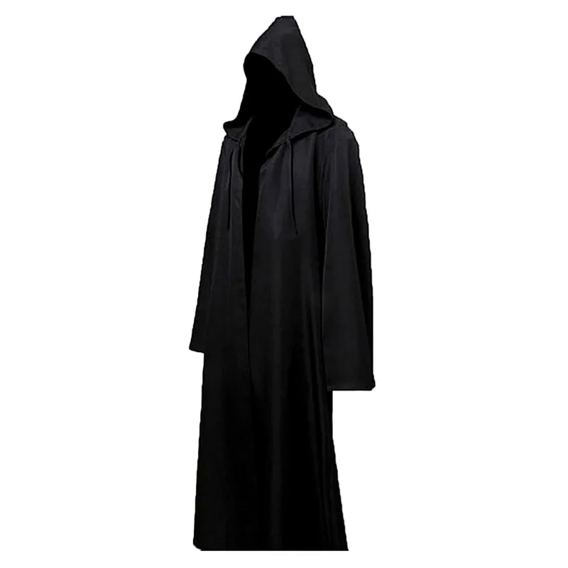 Halloween-Umhang, Cosplay-Kostüm, Zauberer, langes Hemd, mit Kapuze, schwarze Robe, Erwachsener und Geister des Horror-Umhangs, Kinder-Urlaubskostüm-Set Image