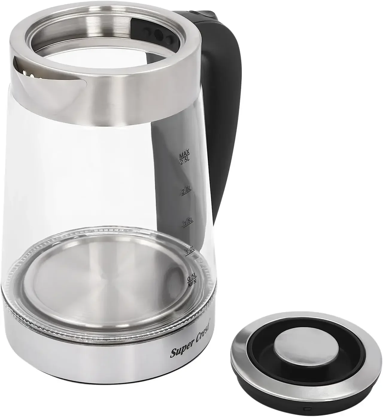 1800 W Teekessel, 2 Glas-Teekannen mit klarer Skala, Wasserkocher 2,5 l + 1 l, Touchscreen, LCD-Display, Teesieb, Warmhalten 70/80 ℃ Image