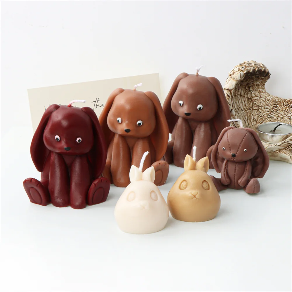 Niedliche Karikatur Tier Kaninchen Silikon Kerzen form Handwerk Hasen kopf Ostern Geschenk machen Werkzeug Harz Seifen form Home Duft Image