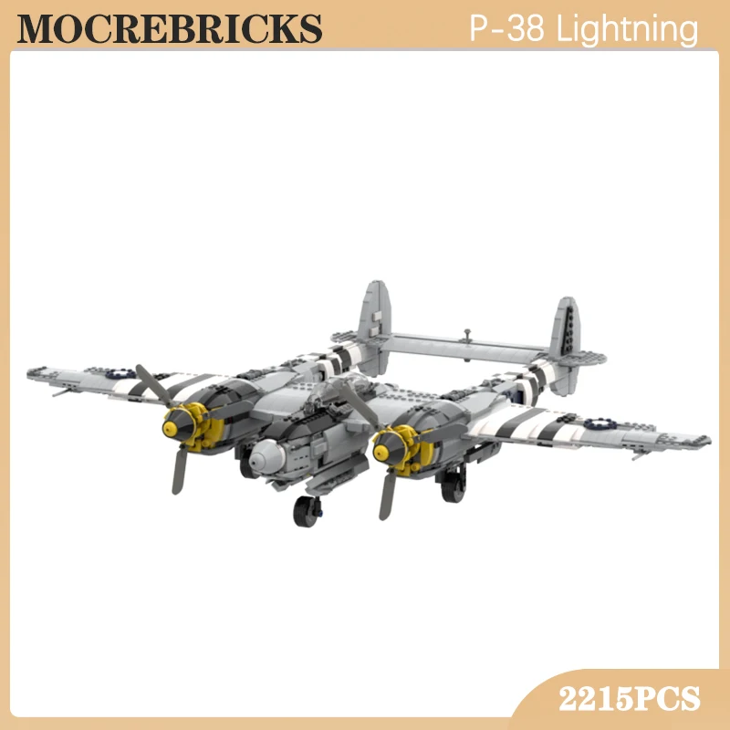 WW II US Military Serie P-38 Lightning Kampfflugzeug MOC Baustein Montage Ziegel Spielzeug Modell kinder Geschenke Image