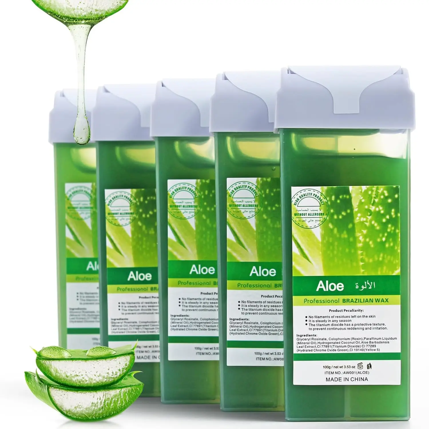 Roll-on-Wachs-Nachfüllung, schmerzfreie Wachs-Roll-on-Haarentfernung, Enthaarungswachs-Wärmer-Kartusche für die Haarentfernung mit Aloe-Wachs und Bikini-Körper Image