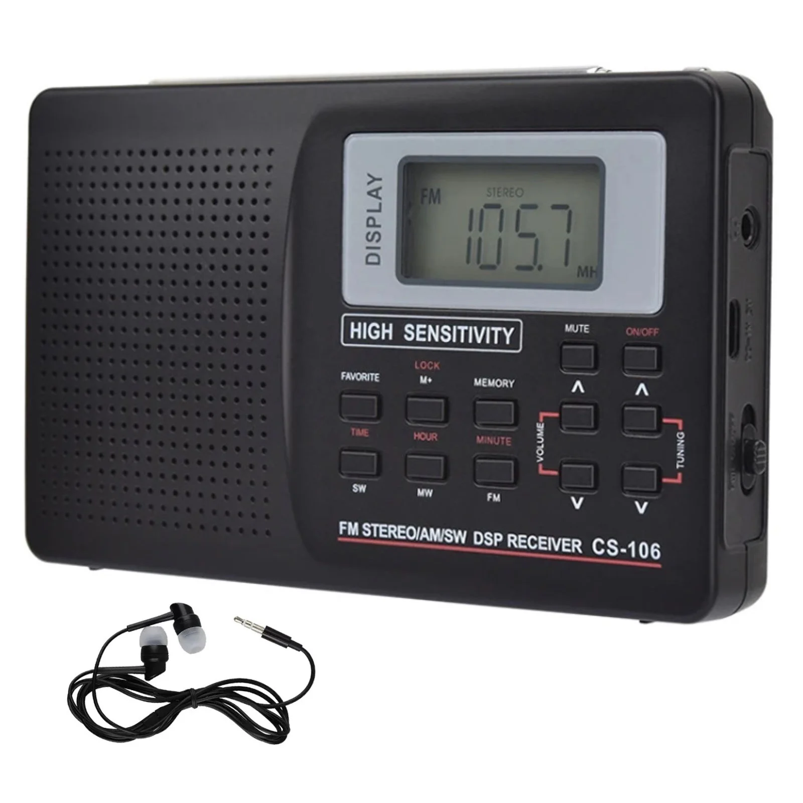 Multiband-Digital-Stereoradio, tragbar, FM/AM/SW/MW/TV, Vollfrequenz-Bandempfänger, tragbares LCD-Display, Radio mit Uhr und Alarm Image