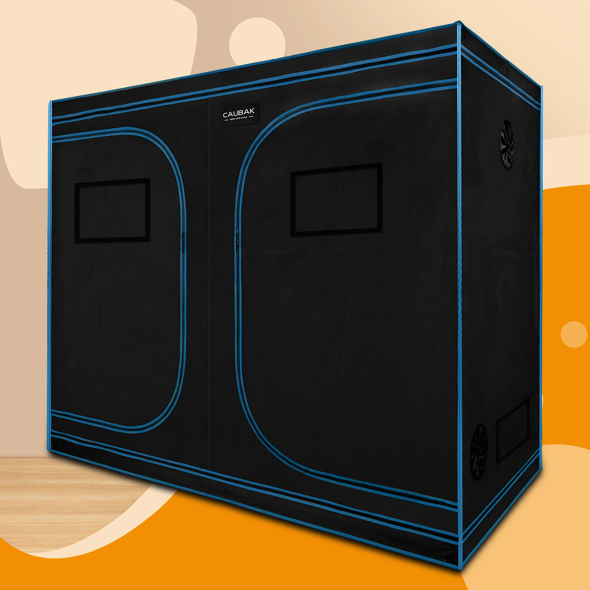 KAVUNION Pflanzzelt CAU 240 x 120 x 200 cm, Gartengewächshaus für den Innenbereich, abnehmbares Tablett und Werkzeugset (blaues, blaues Eisenrohr) Image