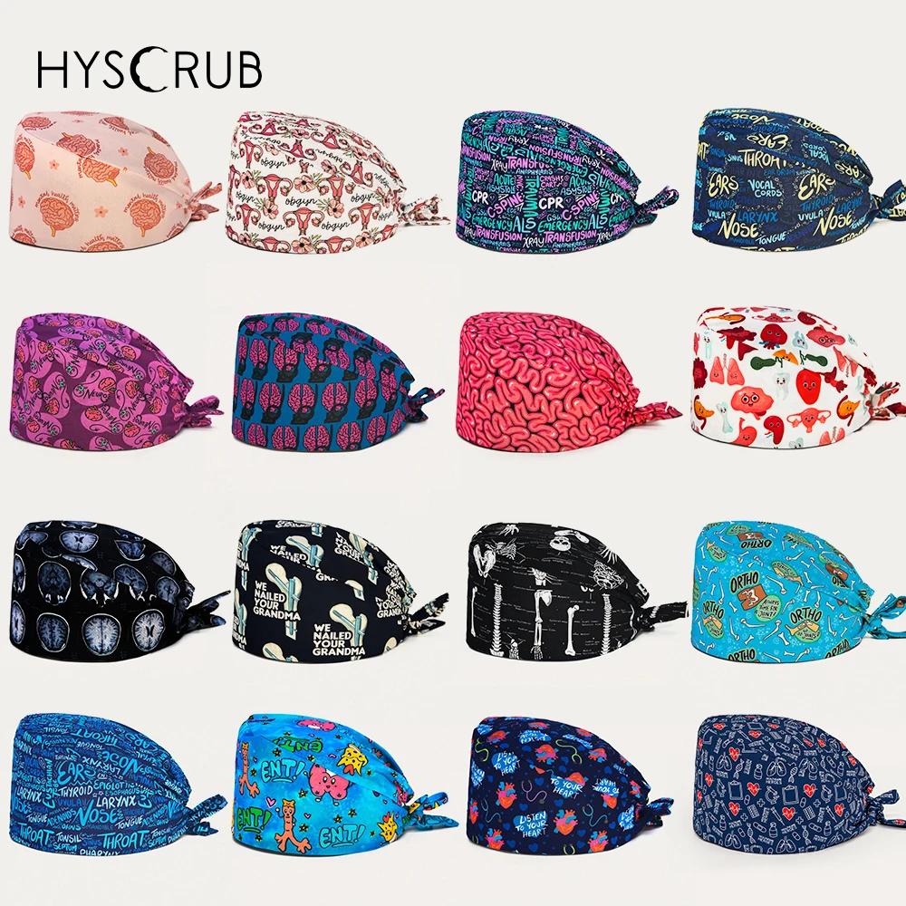 Unisex-Peelingmütze mit Musterdruck der medizinischen Serie, einheitliches Zubehör für Ärzte und Krankenschwestern. Peelingmütze Image