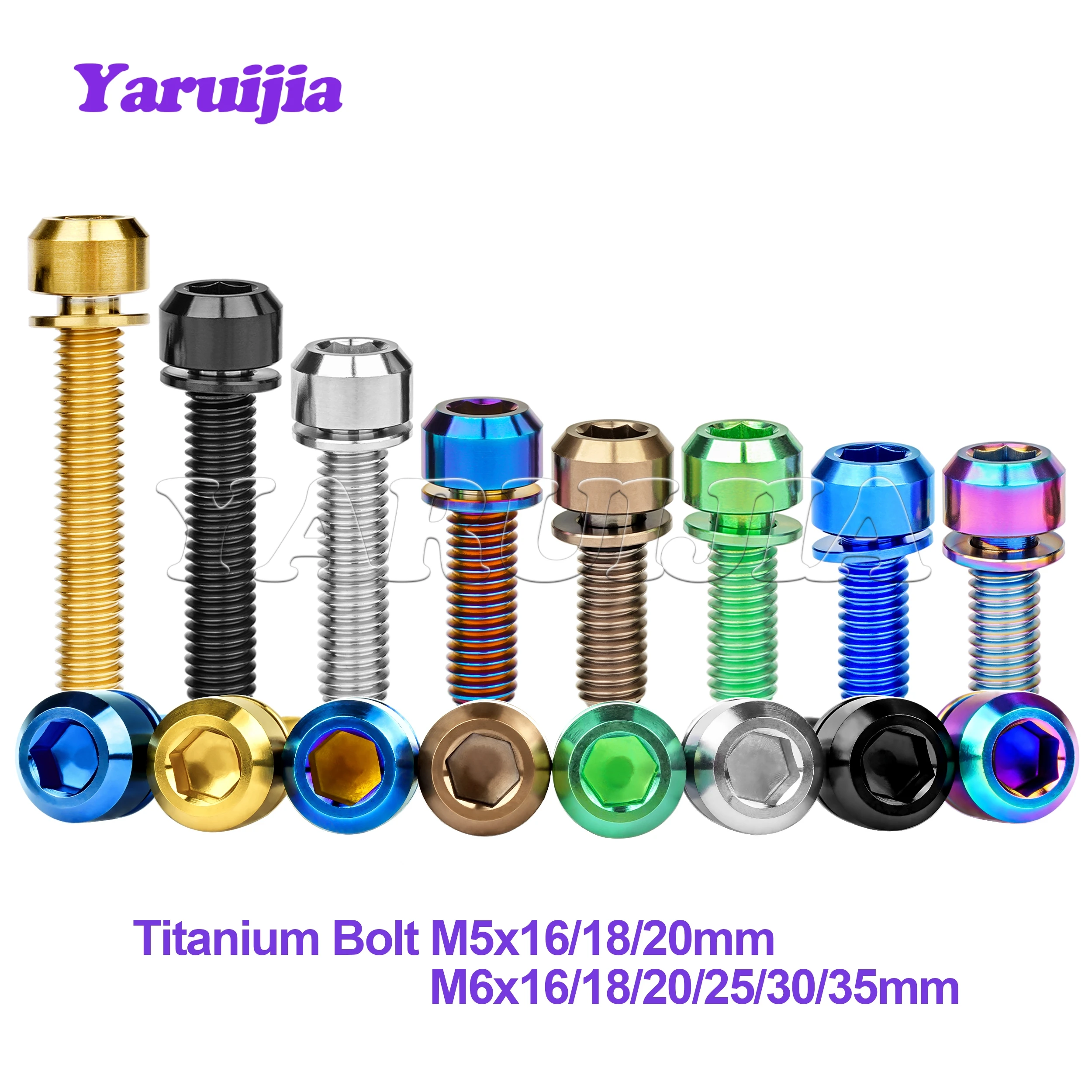 Yaruijia Titanschraube M5/M6X16/18/20/25/35 mm Schrauben Innensechskantschrauben mit Unterlegscheiben für Fahrradschrauben Image