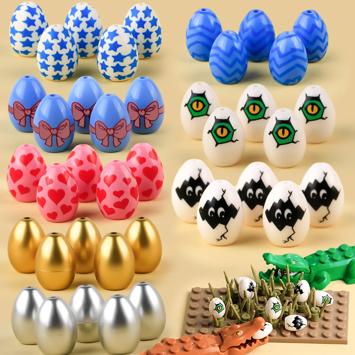 MOC Stadt Tiere Krokodil Ei Bausteine Ostern Eier Malerei Pinsel Kaninchen Ziegel Spielzeug Kinder Geschenk Image