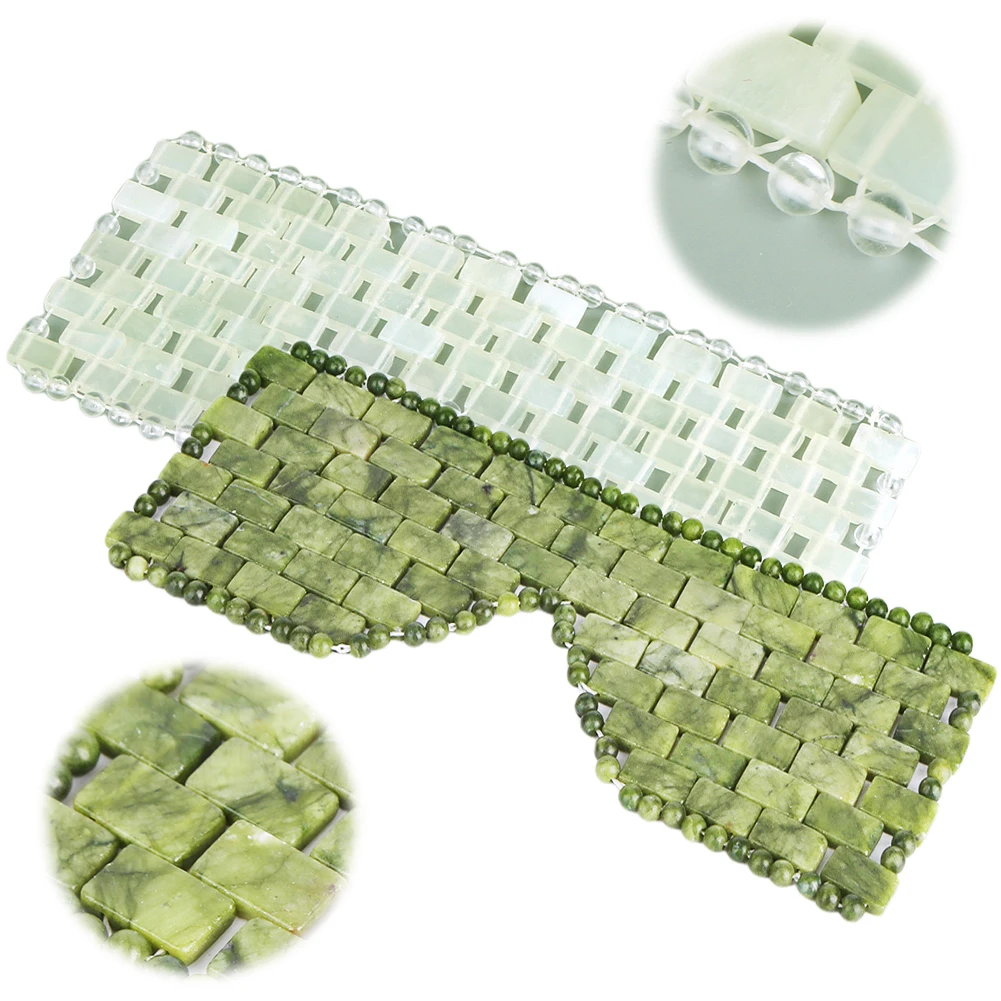 Jade-Augenmaske, Gesichtskühlmaske, lindert Schwellungen, Jade-Stein-Augenabdeckung, lindert Falten, 100 % echte Jade-Steinperlen für Frauen Image